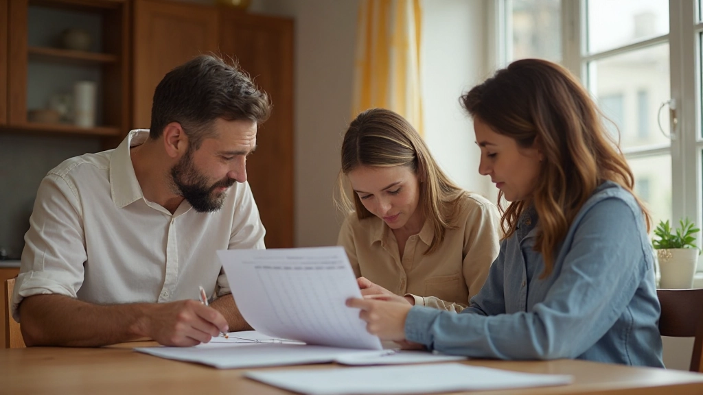 Семья планирует отпуск, просматривая календарь и составляя список необходимых расходов