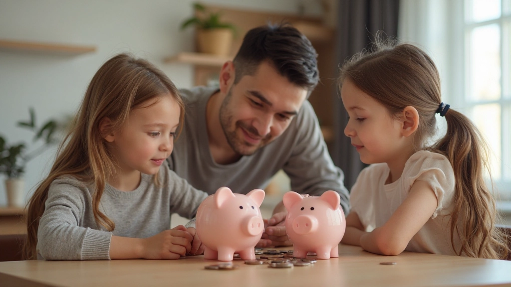 Родители учат детей основам финансовой грамотности за семейным столом